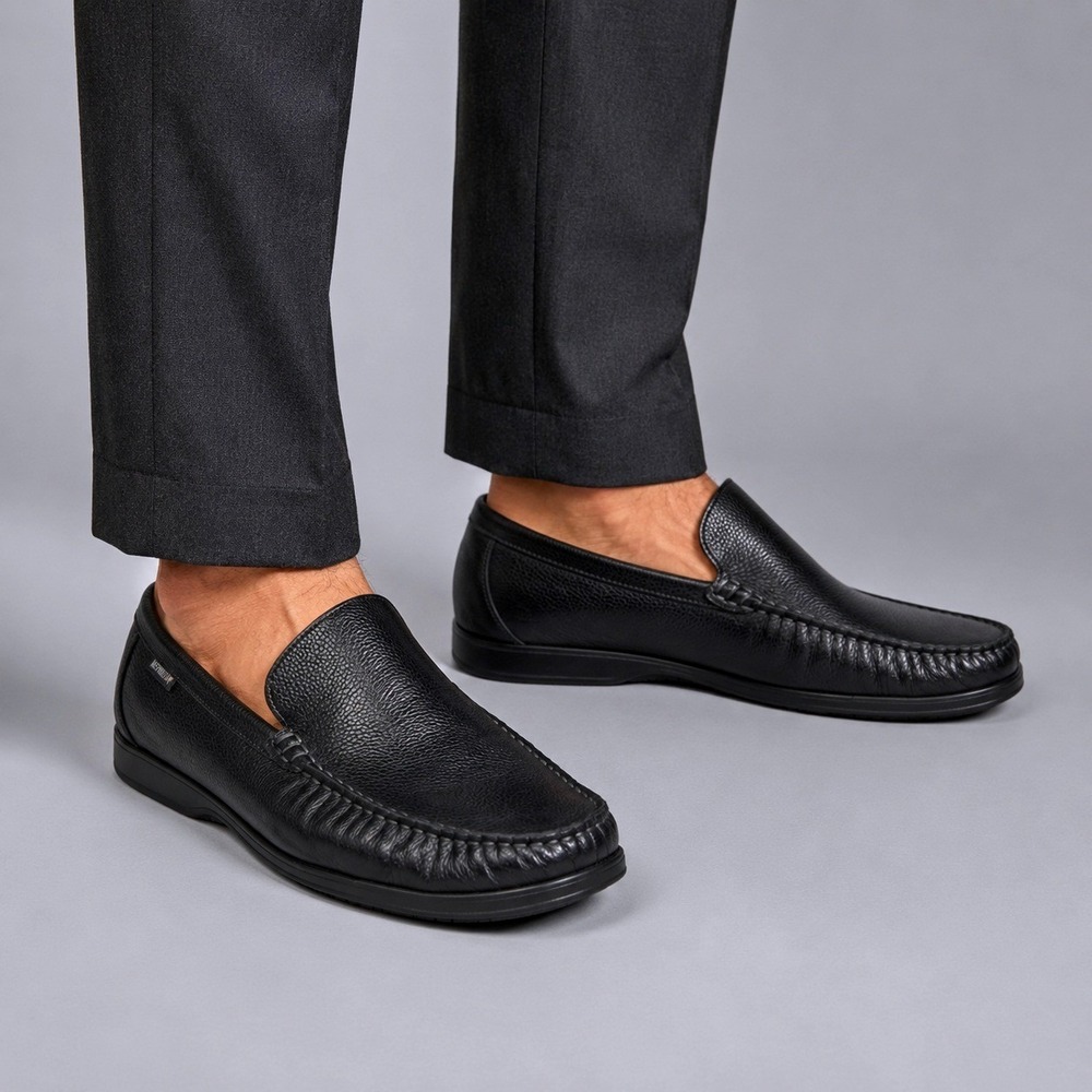 Mephisto Air-Relax Black Leather Slip On Loafers Men's US 9.5 EUR 43